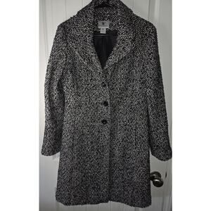 Worthington black and white tweed wool blend coat Excellent Condition Small